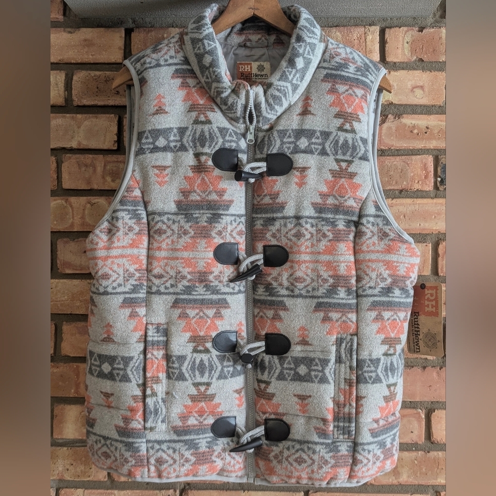 NWT Ruff Hewn Sleeveless Puffer Vest, Southwestern Print, XL